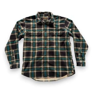 Filson Shirt Adult LARGE Black Green Plaid Field Flannel Button Up Outdoor